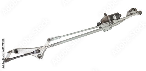 Wiper mechanism with electric motor - with a reducer that returns the brushes to their place, as well as the levers and the brushes themselves, operate with a washer that provides water to the glass