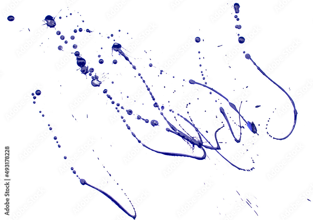 Obraz premium Blots of blue paint on a white background.