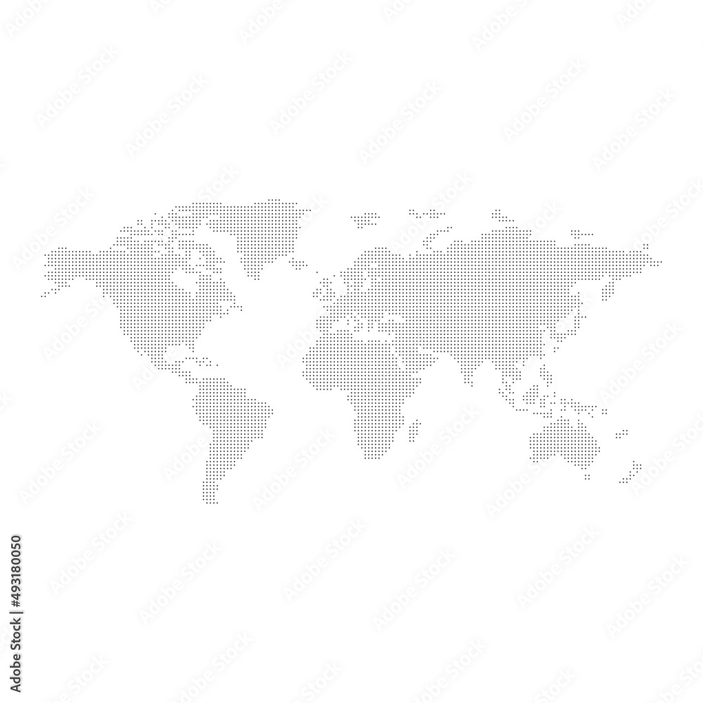 Dotted stars abstract world map. Stock vector illustration isolated on white background.