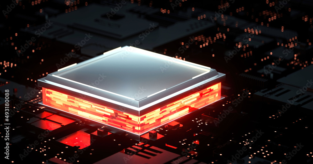 3D rendering of cyberpunk AI. Circuit board. Technology background. Central Computer Processors CPU and GPU concept. Motherboard digital chip. Tech science background. 3D rendering of cyberpunk AI. Circuit board. Technology background. Central Computer Processors CPU and GPU concept. Motherboard digital chip. Tech science background.