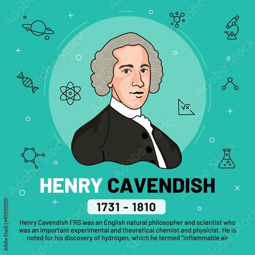 Vector illustration of famous personalities: Henry Cavendish with bio