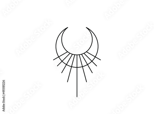 Vector isolated inverted moon symbol with lines abstract contour line grahic drawing 