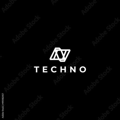 abstract dynamic letter n tech logo
