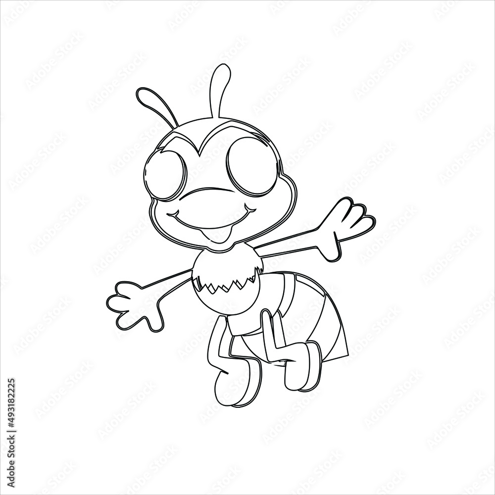 Obraz premium Bee coloring page for kids, Coloring book for children, coloring page with a small bee