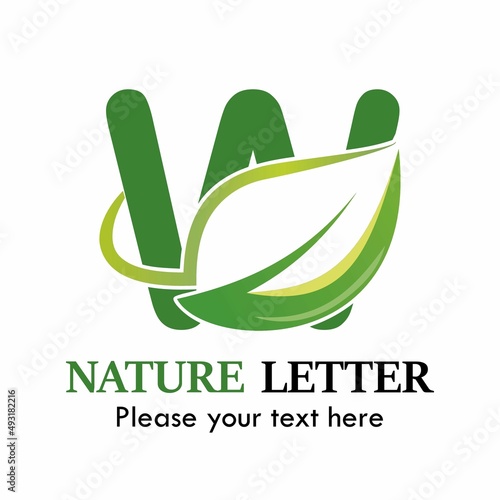 Letter w with leaf logo design template illustration. suitable for nature, eco, web, brand, computer, corporate, organic, app, mobile, biology, agriculture