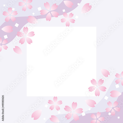 華やかな桜の正方形フレーム 紫