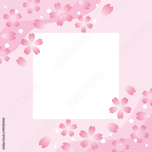 華やかな桜の正方形フレーム ピンク