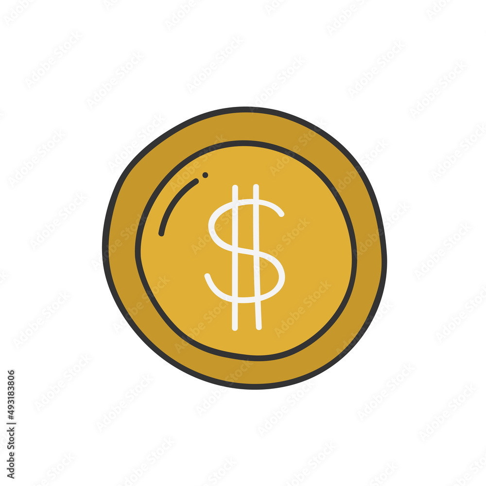 Dollar coin thin line icon isolated on white. Vector illustration Dollar coin thin line icon isolated on white. Vector illustration