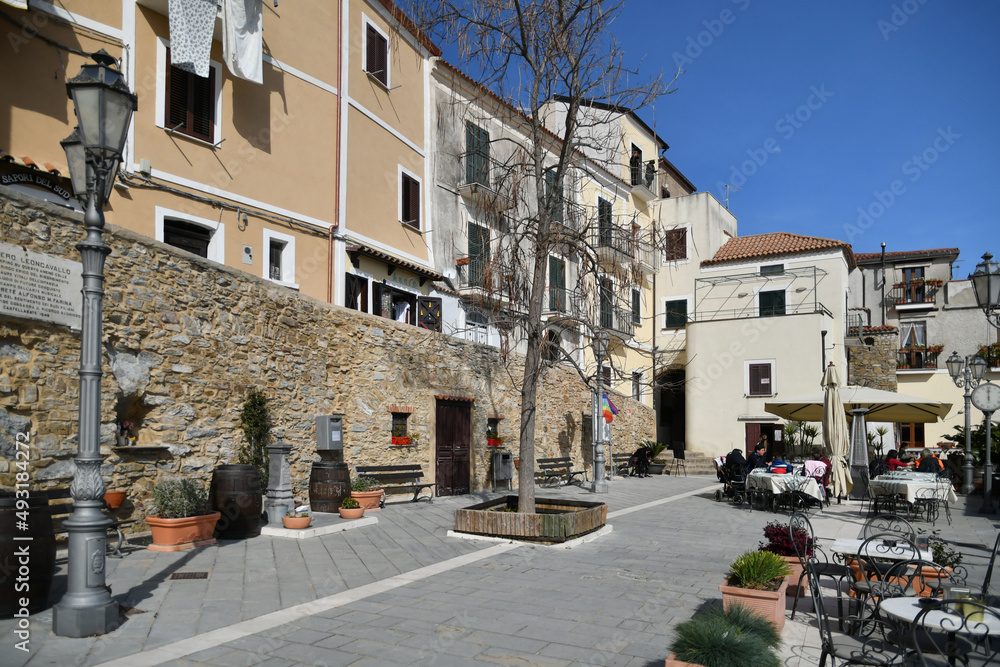 A central square of Castellabate, town in Salerno province, Italy.	