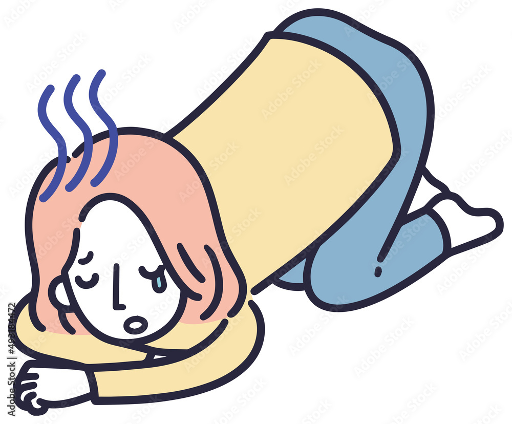 うなだれる女性 シンプルイラスト Stock Vector | Adobe Stock