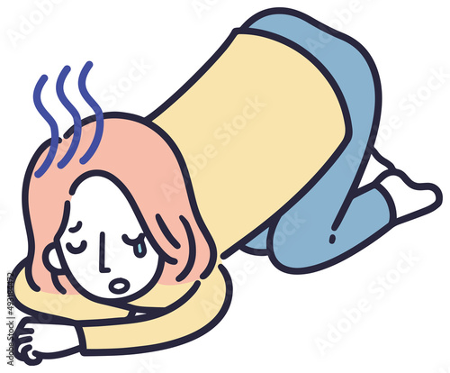 うなだれる女性　シンプルイラスト