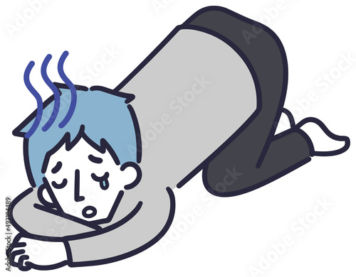 うなだれる男性　シンプルイラスト