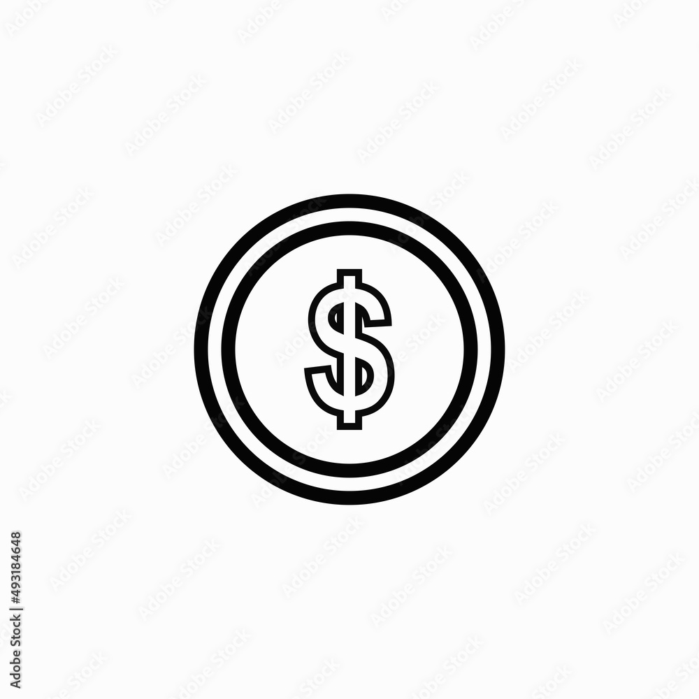 Graphic flat coin icon for your design and website Graphic flat coin icon for your design and website