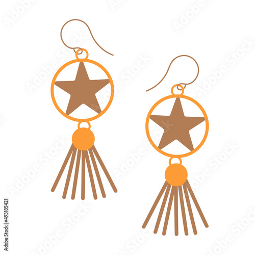 Earrings in boho style. Handmade jewelry in ethnic style. Elegant accessory in bohemian style.
