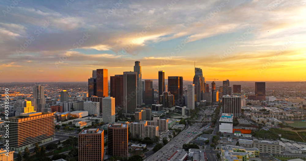 Los Angeles downtown skyline. Los angels city.