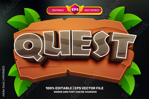 quest cartoon adventure Bold 3D Editable text Effect Style