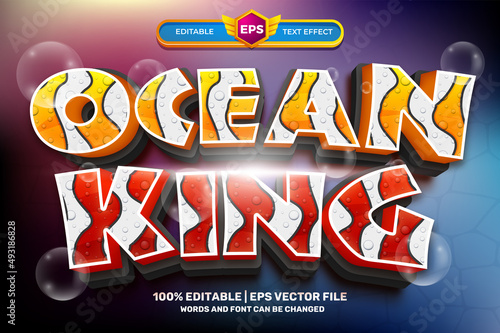 ocean king comic cartoon movies Bold 3D Editable text Effect Style