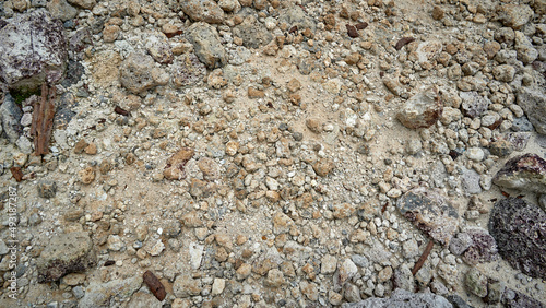 a pile of black and white stones that used to be a crater in the area of ​​Mount Halimun Salak