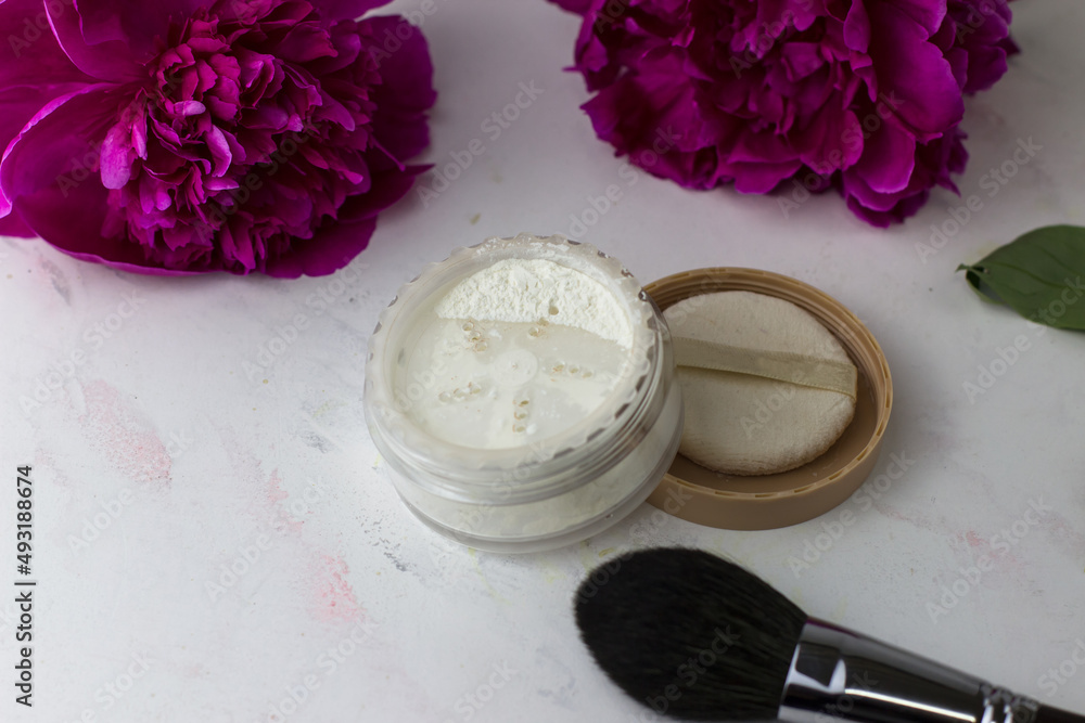 Transparent face powder. Professional makeup artist cosmetics Transparent face powder. Professional makeup artist cosmetics