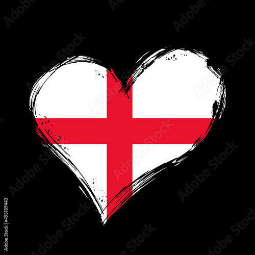 English flag heart-shaped grunge background. Vector illustration.