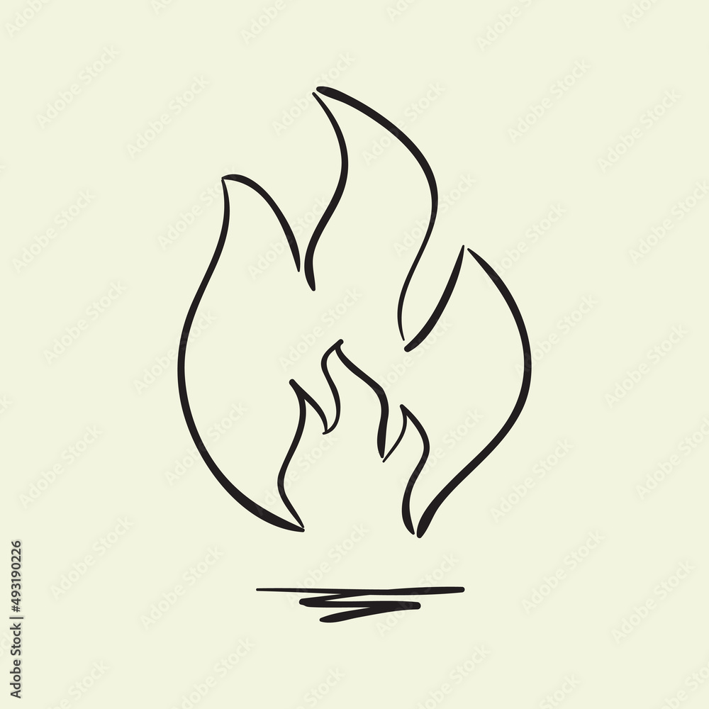 Fire icon in doodle sketch lines. Fire icon in doodle sketch lines.