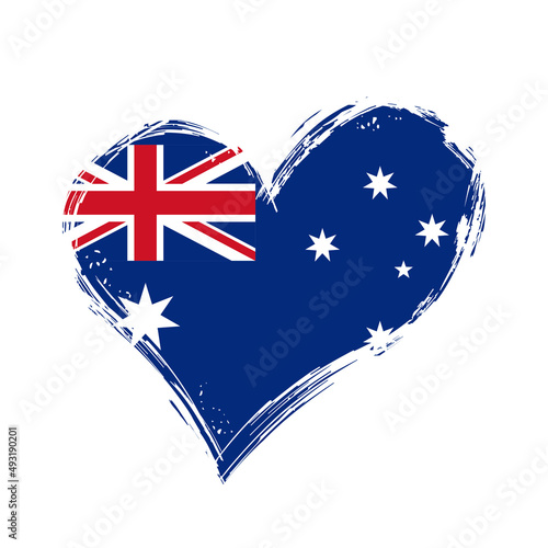 Australian flag heart-shaped grunge background. Vector illustration.