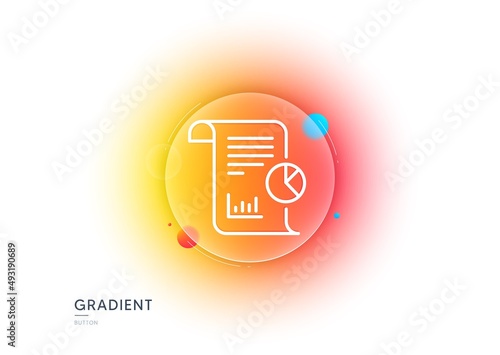 Report line icon. Gradient blur button with glassmorphism. Business management sign. Company statistics symbol. Transparent glass design. Report line icon. Vector
