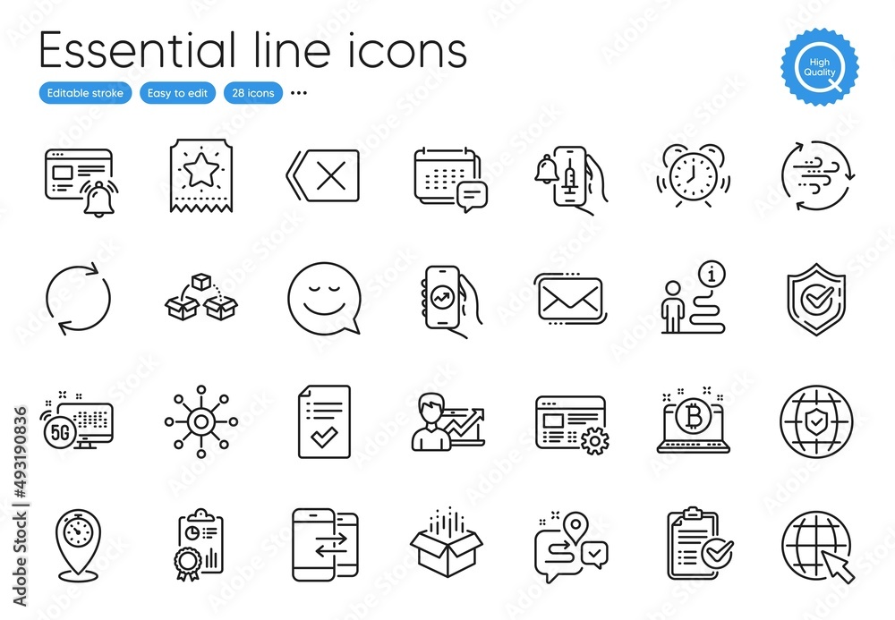 Wind energy, Remove and Time management line icons. Collection of Global insurance, Messenger mail, Web settings icons. Parcel shipping, Financial app, Timer web elements. Loyalty ticket. Vector Wind energy, Remove and Time management line icons. Collection of Global insurance, Messenger mail, Web settings icons. Parcel shipping, Financial app, Timer web elements. Loyalty ticket. Vector