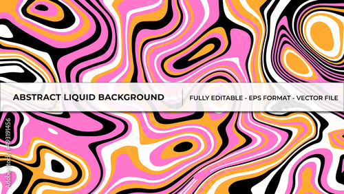 Abstract Liquid Background in dreamy pink, black and yellow color combination