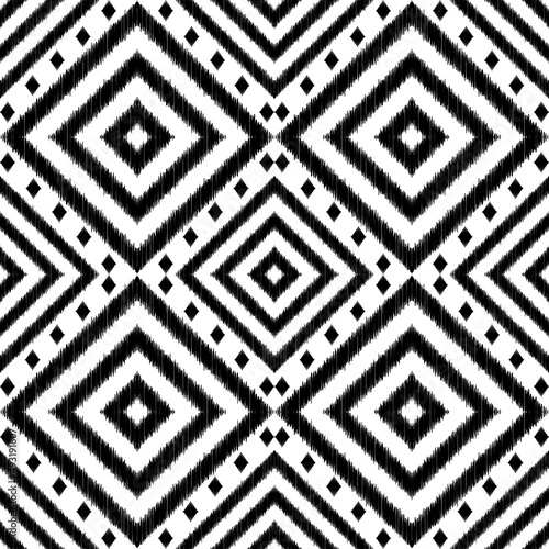 Wallpaper Mural Ikat seamless pattern abstract black and white Ikat background seamless pattern for textile, wallpaper, card or wrapping paper Torontodigital.ca