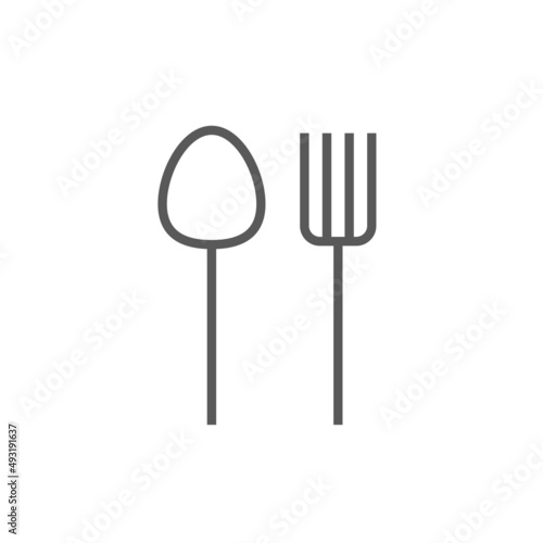 Fork spoon logo icon vector as cutlery utensil or lunch restaurant silverware thin line outline art design illustration isolated modern simple logotype