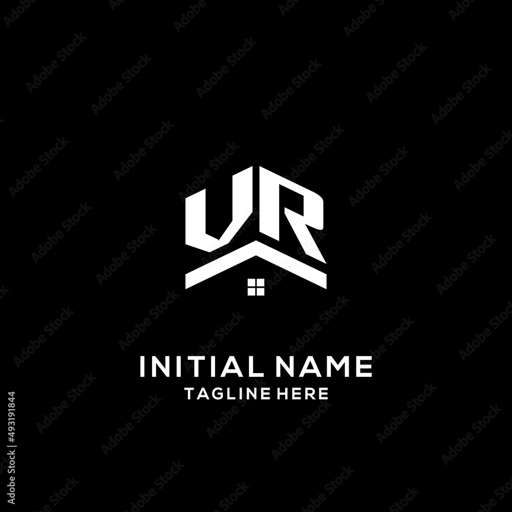 Initial VR logo with abstract home roof, simple and clean real estate ...