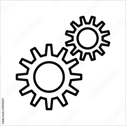 Gear Process icon on white background. Process symbol in black for your web site design