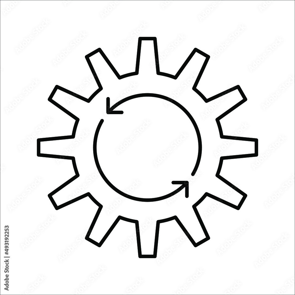 Gear Process icon on white background. Process symbol in black for your web site design Gear Process icon on white background. Process symbol in black for your web site design