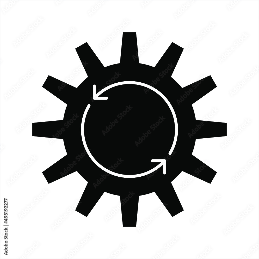 Gear Process icon on white background. Process symbol in black for your web site design Gear Process icon on white background. Process symbol in black for your web site design