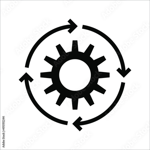 Gear Process icon on white background. Process symbol in black for your web site design