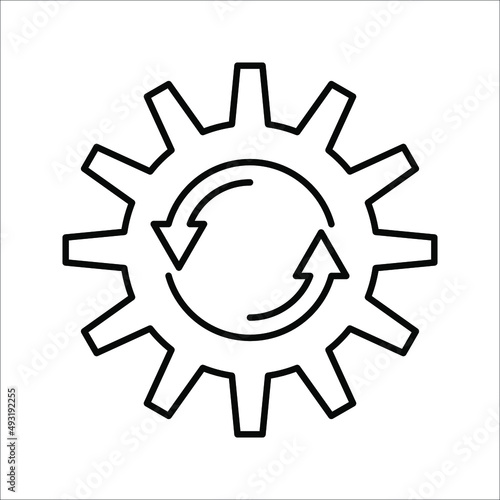 Gear Process icon on white background. Process symbol in black for your web site design
