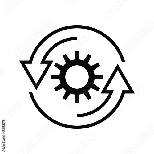 Gear Process icon on white background. Process symbol in black for your web site design