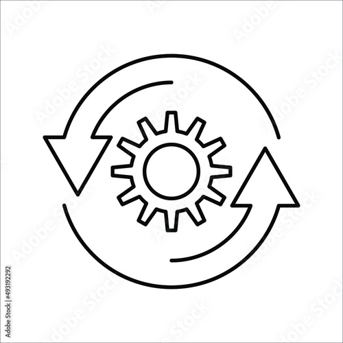 Gear Process icon on white background. Process symbol in black for your web site design