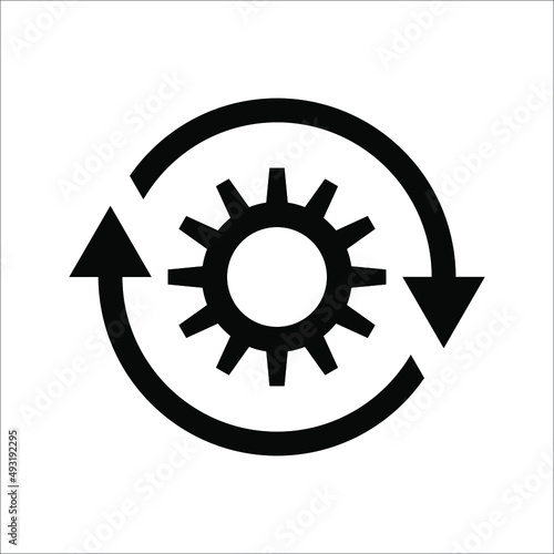 Gear Process icon on white background. Process symbol in black for your web site design