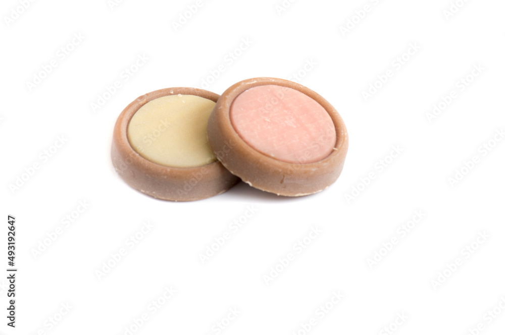 Shortbread milk biscuits on a white background. Shortbread milk biscuits on a white background.