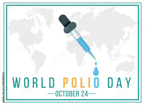 World Polio Day typography design with polio vaccine dropping