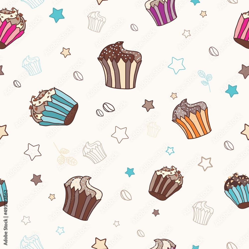 Vector pattern with muffins
