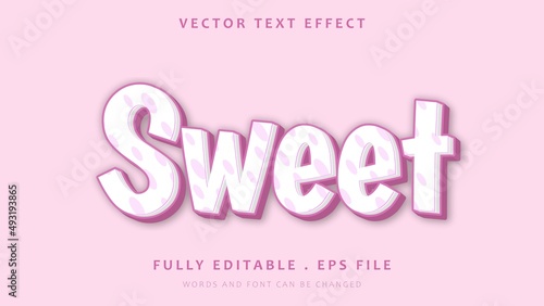 Modern 3d Pink Word Sweet Editable Text Effect Design Template