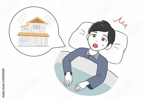 地震の揺れで目が覚める　男性