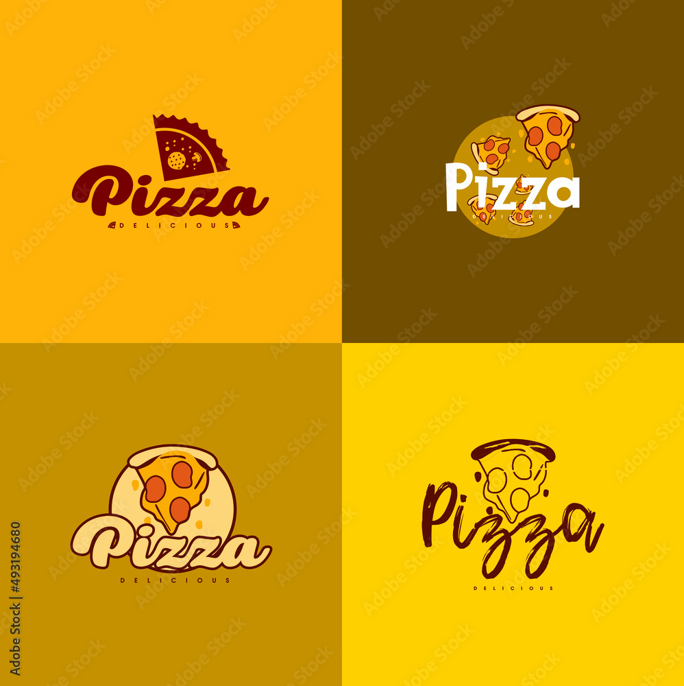 Pizza logo. Collection labels for menu design restaurant or pizzeria