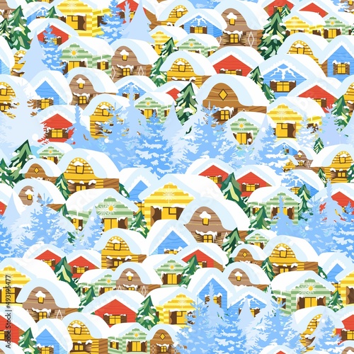 Christmas pattern with houses