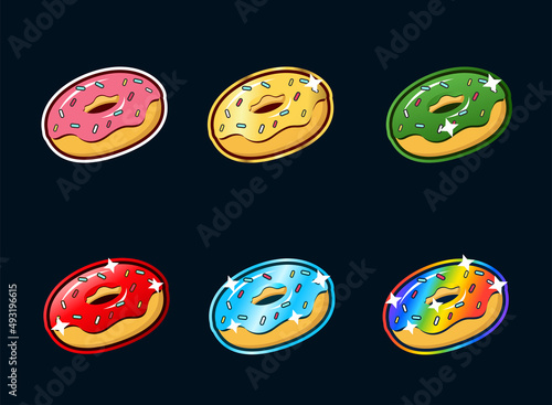 donuts badge emotes collection. can be used for twitch or youtube. set illustration