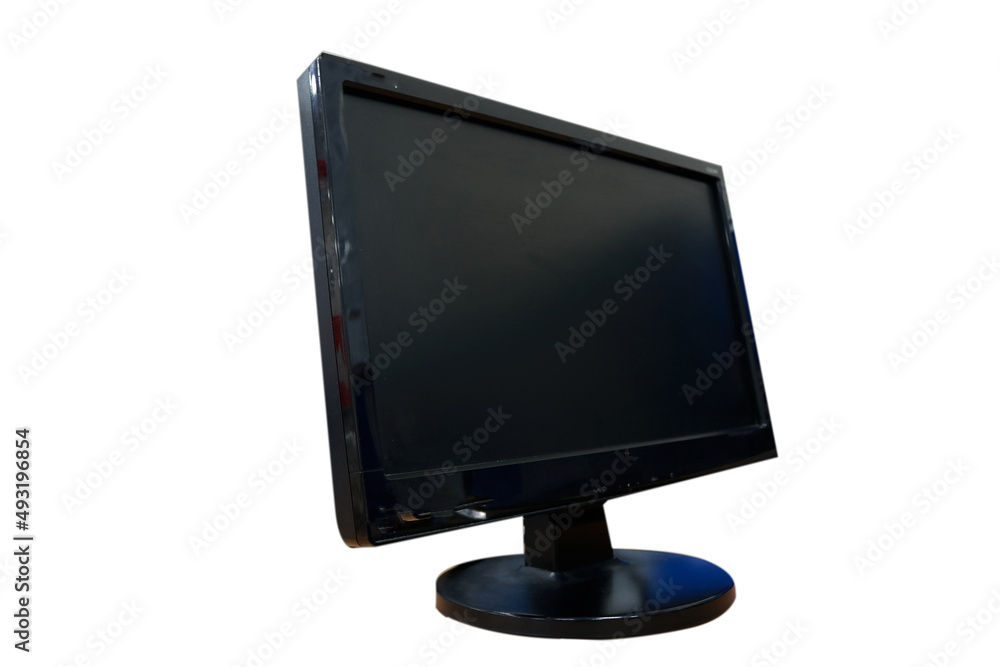 A photo of a computer monitor or Personal Computer, also known as a desktop computer. This photo is on a white background