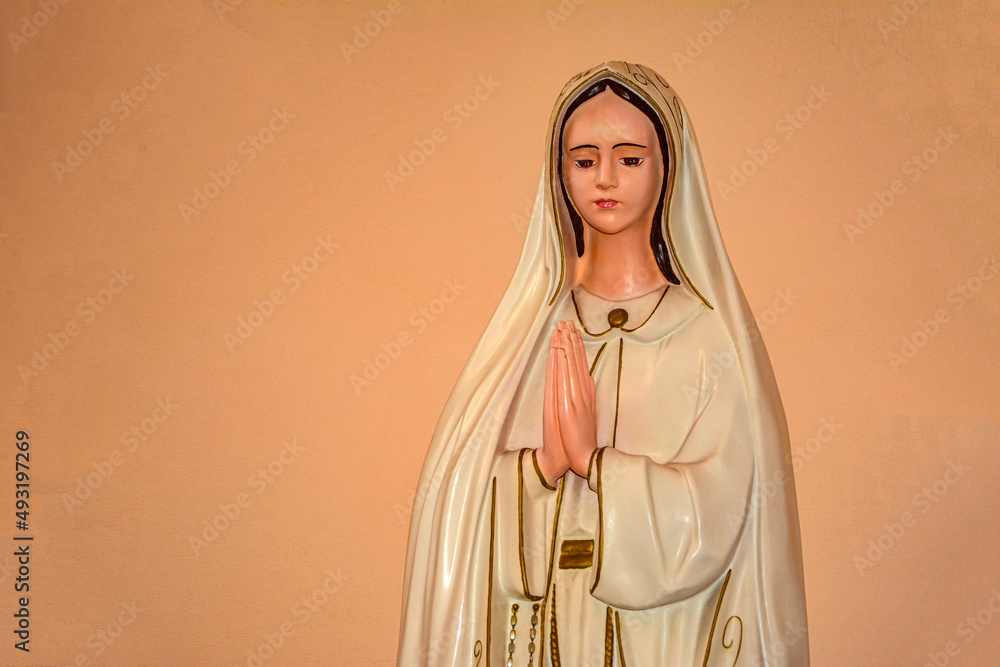 statue of the virgin mary.Statue in stone of Virgin Mary .